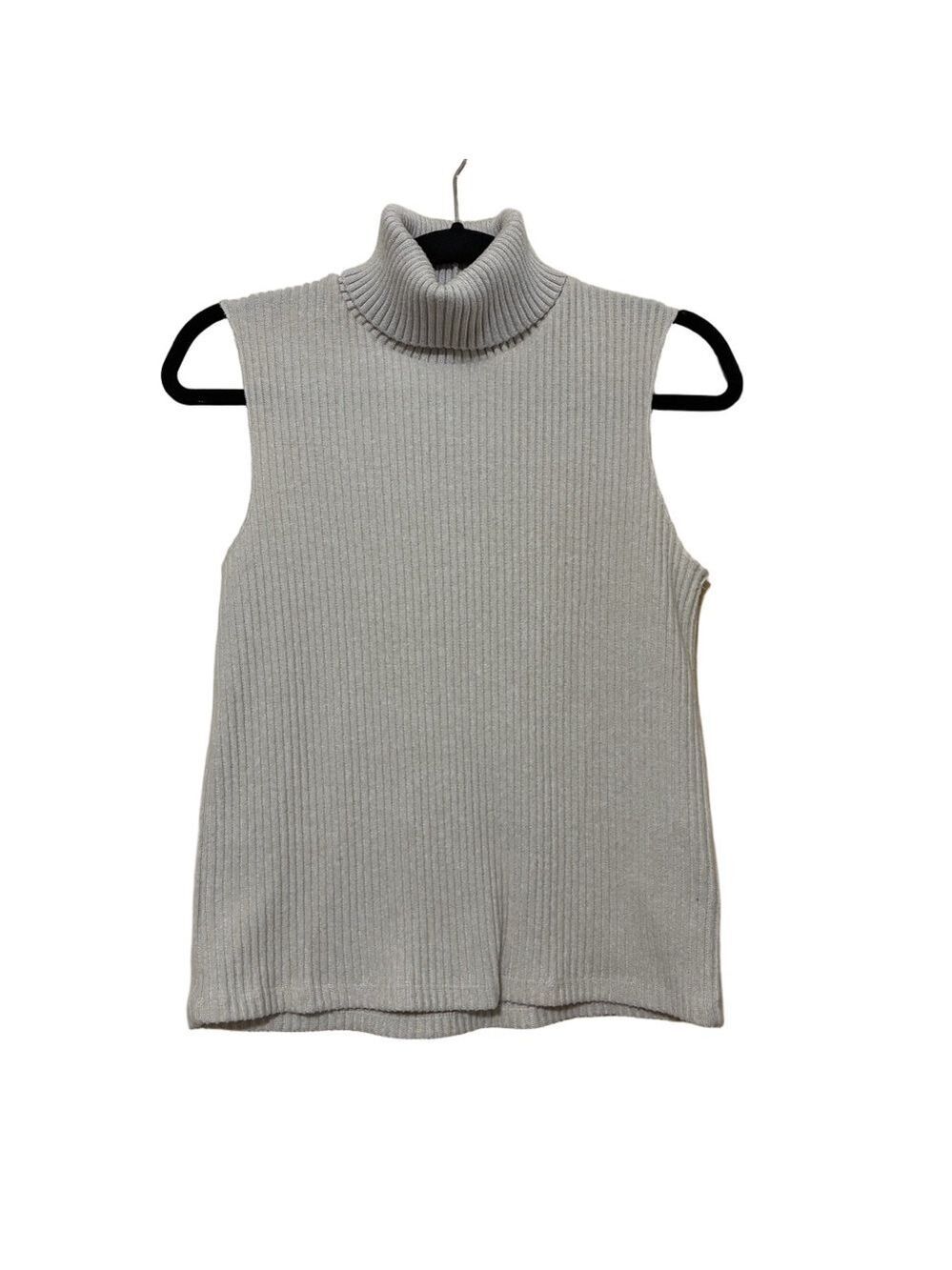 Zara Ribbed Turtleneck Knit Tank Women’s S Beige Sleeveless Top